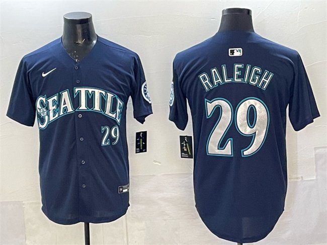 Men's Seattle Mariners #29 Cal Raleigh Navy Limited Stitched jersey