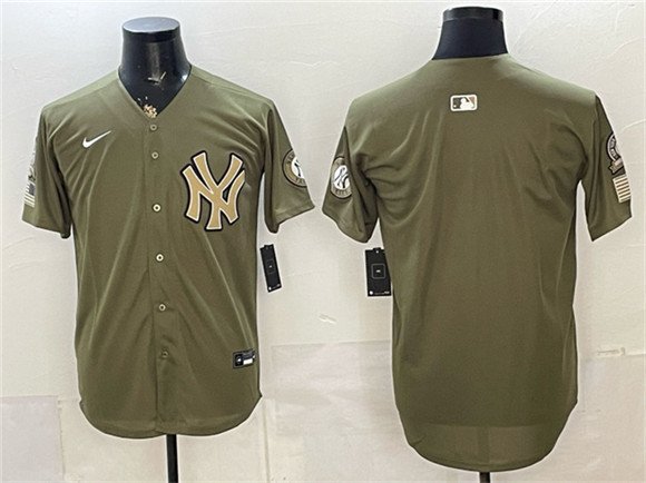 Men's New York Yankees Blank Olive 2026 Armed Forces Day Stitched Baseball Jersey