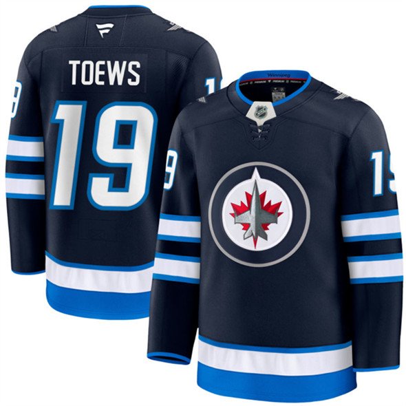 Men's Winnipeg Jets #19 Jonathan Toews Navy 2024-25 Home Stitched Hockey Jersey