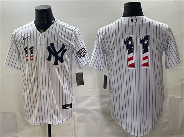 Men's New York Yankees #11 Anthony Volpe White 2026 USA 250 Fourth of July Home Stadium Stitched Baseball Jersey