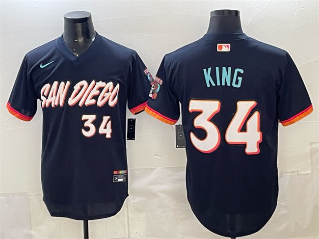 Men's San Diego Padres #34 Michael King Obsidian 2026 City Connect Stadium Stitched Baseball Jersey