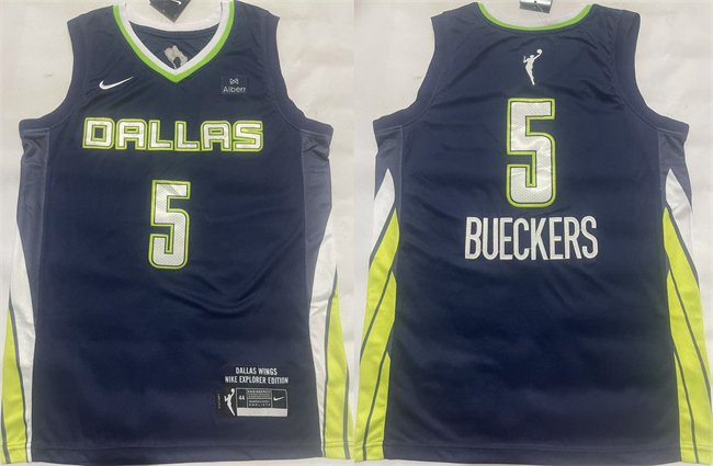 Men's Dallas Wings #5 Paige Bueckers Navy Stitched Basketball Jerseys