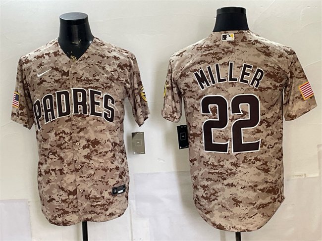 Men's San Diego Padres #22 Mason Miller Tan Camo Cool Base Stitched Baseball Jersey
