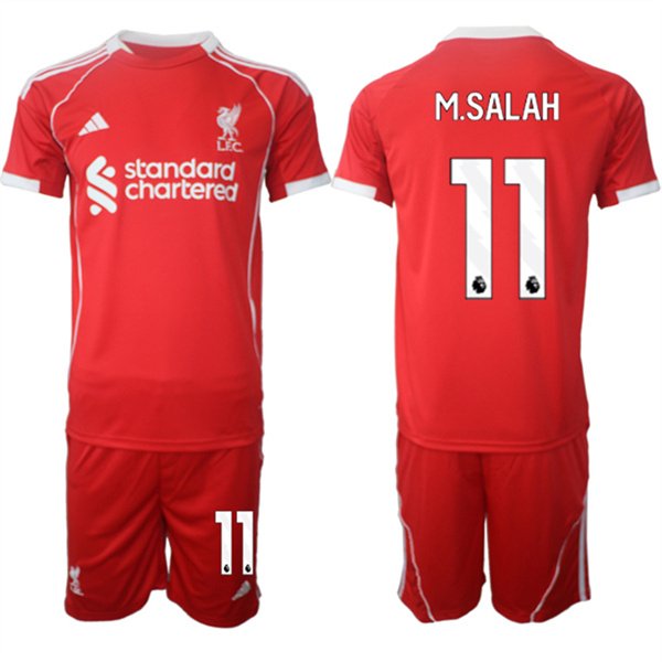 Men's Liverpool #11 Mohamed Salah 2025 Red Home Soccer Jersey Suit
