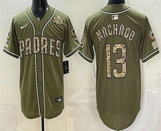 Men's San Diego Padres #13 Manny Machado Olive 2026 Armed Forces Day Jersey