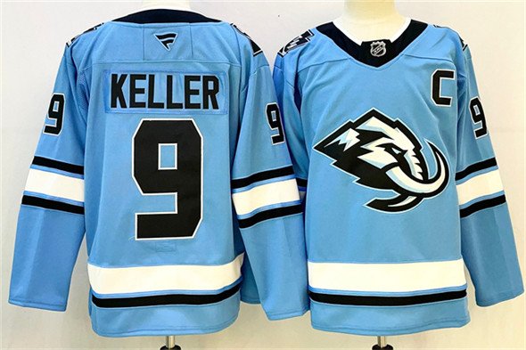 Men's Utah Mammoth #9 Clayton Keller Blue 2025 With C Patch Stitched Jersey