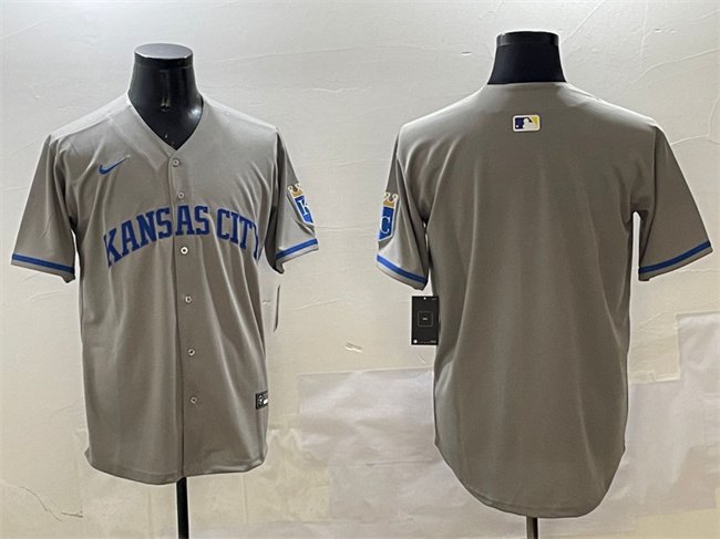 Men's Kansas City Royals Blank Gray 2024 Away Limited Stitched Baseball Jersey
