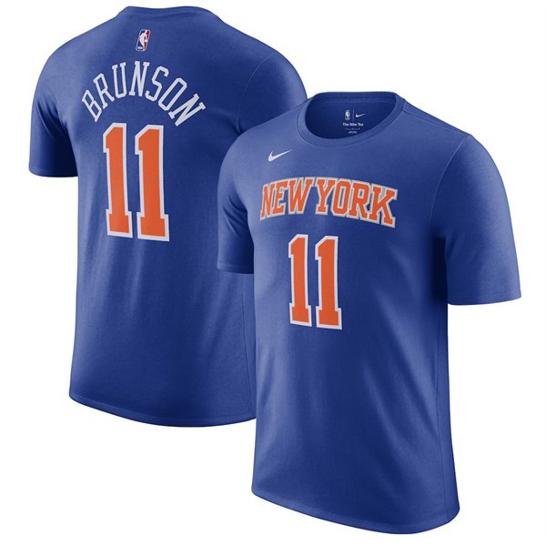 Men's New Yok Knicks #11 Jalen Brunson Blue T-Shirt
