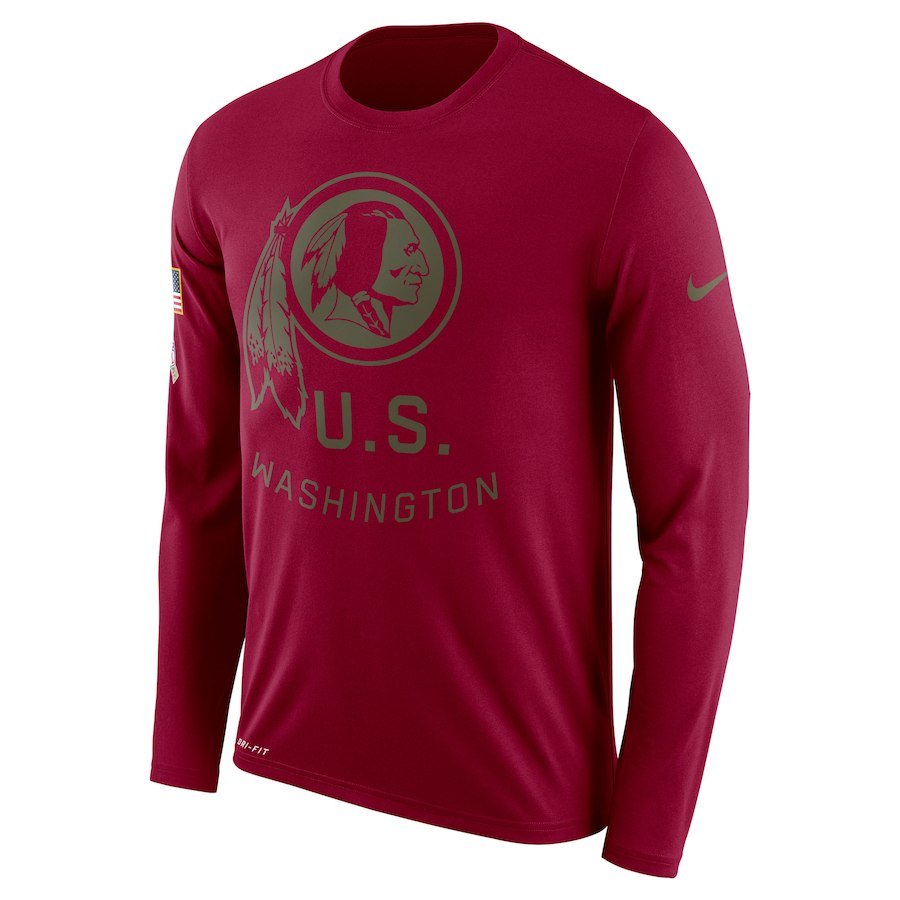 Washington Redskins Nike Salute To Service Sideline Legend Performance Long Sleeve T-Shirt Burgundy
