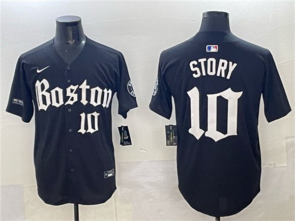 Men's Boston Red Sox #10 Trevor Story Black Gothic Vapor Limited Stitched Baseball Jersey