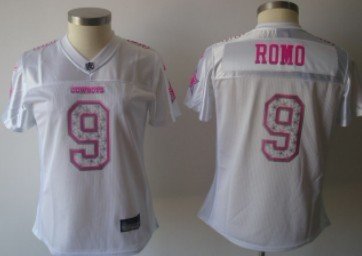 Dallas Cowboys #9 Tony Romo White Star Struck Fashion Womens Jersey