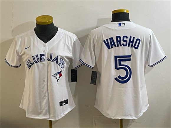 Women's Toronto Blue Jays #5 Daulton Varsho White Cool Base Stitched Baseball Jersey(Run Small)