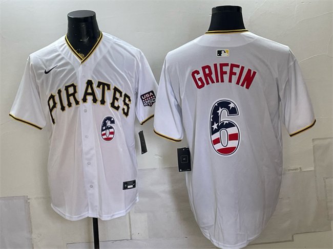 Men's Pittsburgh Pirates #6 Konnor Griffin White USA 250 Fourth of July Stitched Baseball Jersey