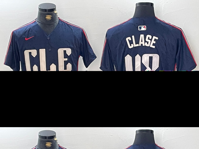 Men's Cleveland Guardians #48 Emmanuel Clase Number Navy 2024 City Connect Limited Stitched Jersey