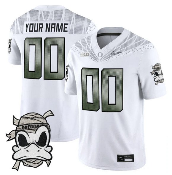 Men's Oregon Ducks Active Player Custom White 2025 F.U.S.E. Mummy Duck Vapor Limited V1 Stitched Football Jerseys