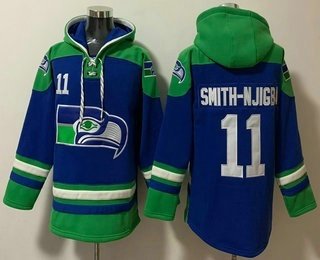 Men's Seattle Seahawks #11 Jaxon Smith Njigba Blue Ageless Must Have Lace Up Pullover Hoodie