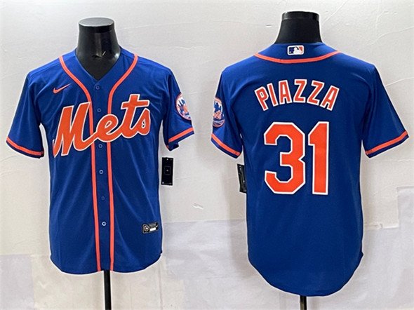 Men's New York Mets #31 Mike Piazza Blue Cool Base Stitched Baseball Jersey