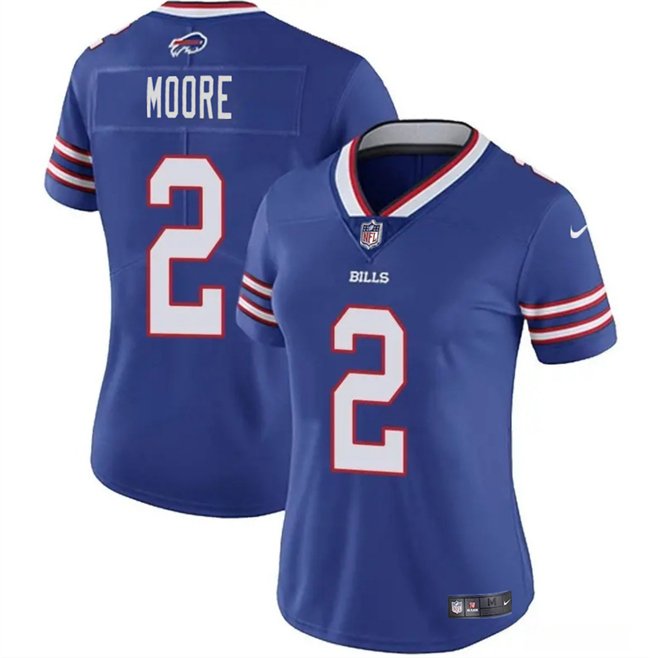 Women's Buffalo Bills #2 D.J. Moore Blue Vapor Stitched Football Jersey(Run Small)