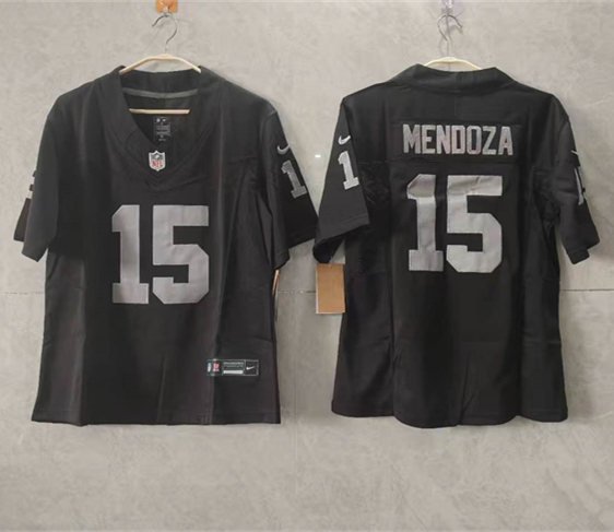 Women's Las Vegas Raiders #15 Fernando Mendoza Black 2026 Draft F.U.S.E. Vapor Football Stitched Jersey(Run Small)