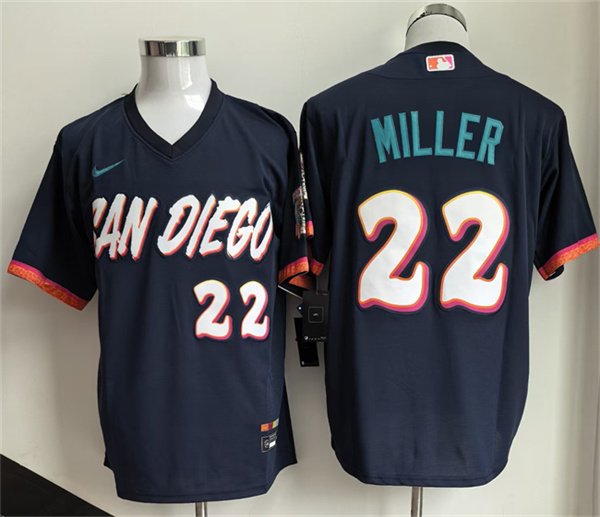 Men's San Diego Padres #22 Mason Miller Obsidian 2026 City Connect Stadium Stitched Baseball Jersey