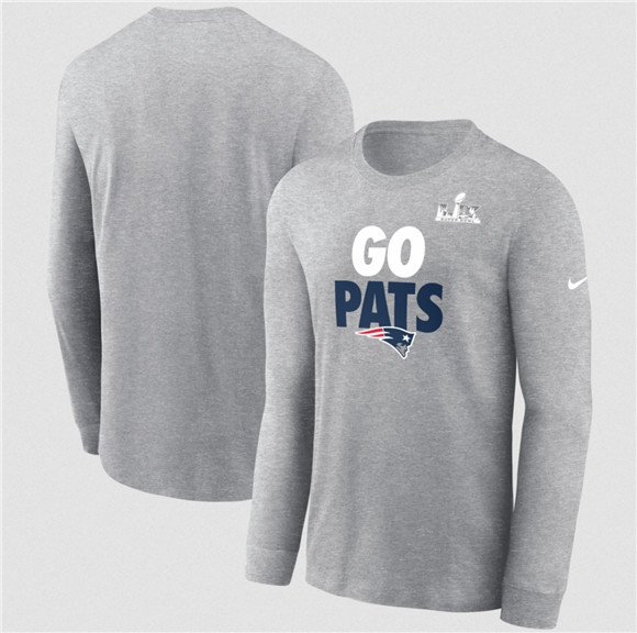 Men's New England Patriots Heather Gray 2025 Super Bowl LX Fast As Fast Gets Long Sleeve T-Shirt