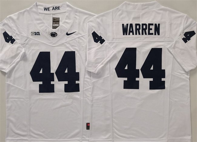 Men's Penn State Nittany Lions #44 Davis Warren White 2024 F.U.S.E. Stitched Jersey