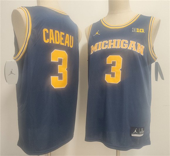 Men's Michigan Wolverines #3 Elliot Cadeau Navy 2026 Vapor Limited Stitched Football Jersey