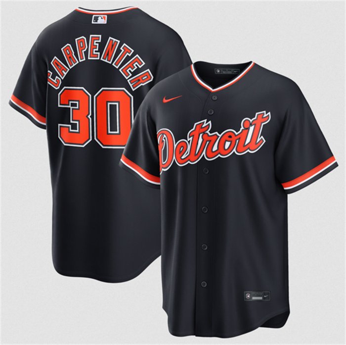 Men's Detroit Tigers #30 Kerry Carpenter Navy Alternate Stitched Baseball Jersey