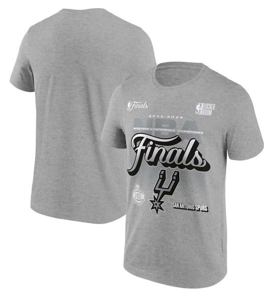 Men's San Antonio Spurs Gray 2026 NBA Western Conference Champions Authentic Locker Room T-Shirt