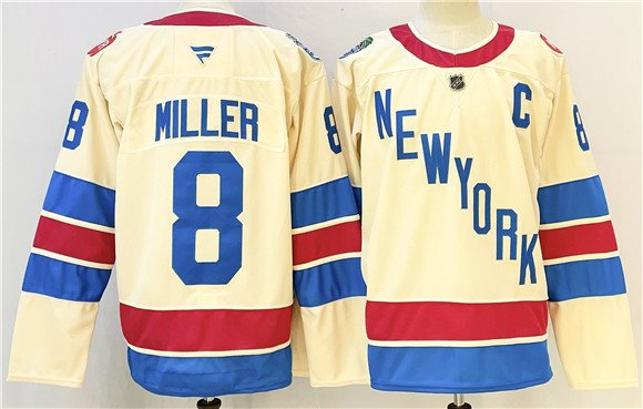 Men's New York Rangers #8 JT Miller Beige 2025-26 Winter Classic With C Patch Stitched Hockey Jersey