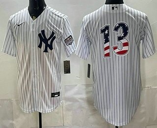Men's New York Yankees #13 Jazz Chisholm Jr White 2026 USA 250 Fourth of July Home Stadium Stitched Jersey