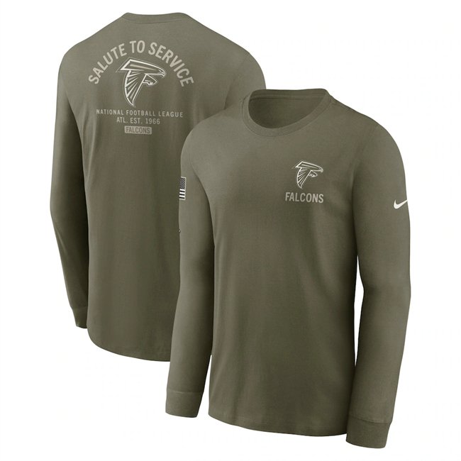 Men's Atlanta Falcons Olive 2025 Salute to Service Sideline Long Sleeve T-Shirt