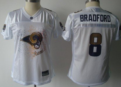 St. Louis Rams #8 Sam Bradford White Fem Fan Womens Jersey