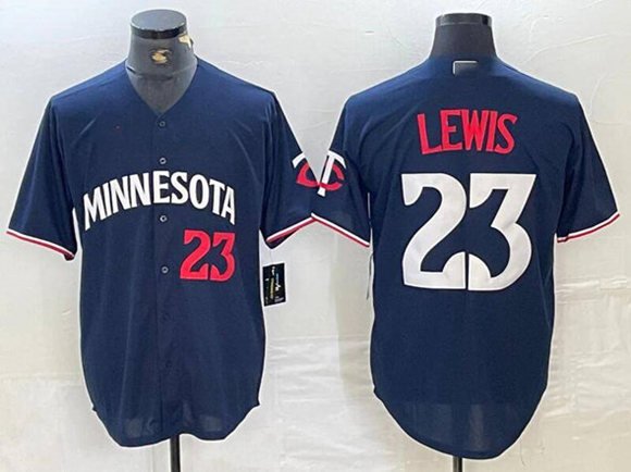 Men's Minnesota Twins #23 Royce Lewis Navy Cool Base Stitched Baseball Jersey