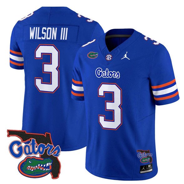 Men's Florida Gators #3 Eugene wilson lll Royal 2024 F.U.S.E. Florida Patch Vapor Limited Stitched Football Jersey