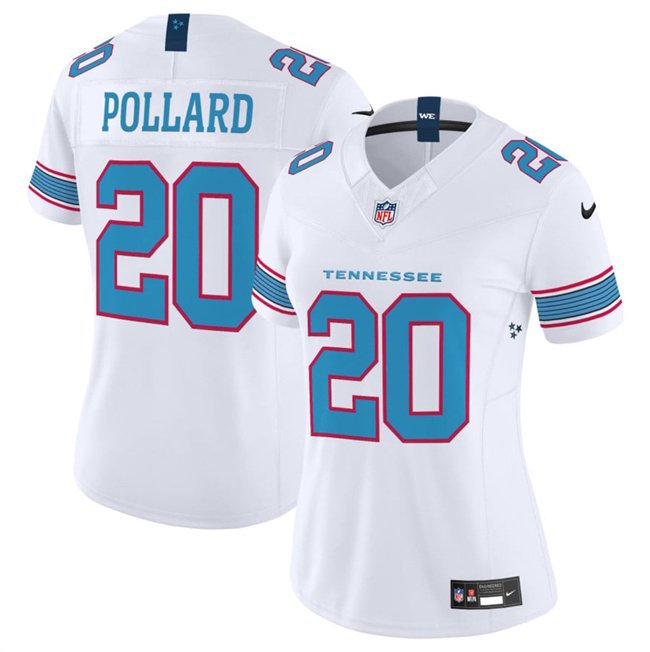 Women's Tennessee Titans #20 Tony Pollard White 2026 F.U.S.E. Vapor Limited Stitched Football Jersey(Run Small)