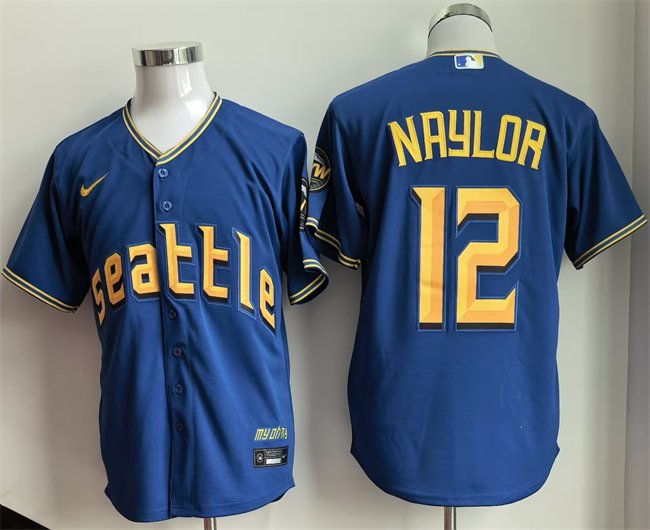 Men's Seattle Mariners #12 Josh Naylor Royal 2025 Cool Base Stitched jersey