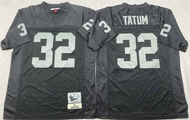 Men's Las Vegas Raiders #32 Jack Tatum Black Throwback Stitched Football Jersey