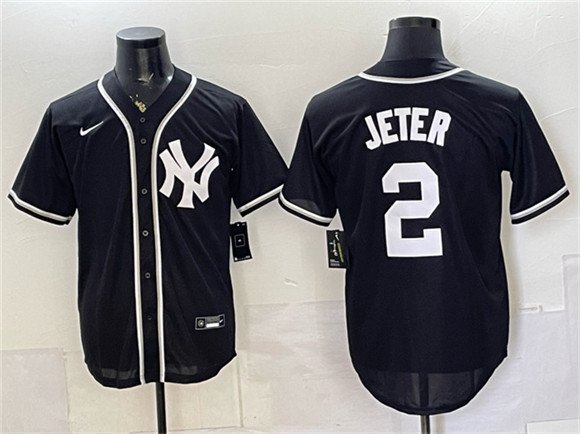 Men's New York Yankees #2 Derek Jeter 2026 Fashion Replica Black Out Stitched Baseball Jersey