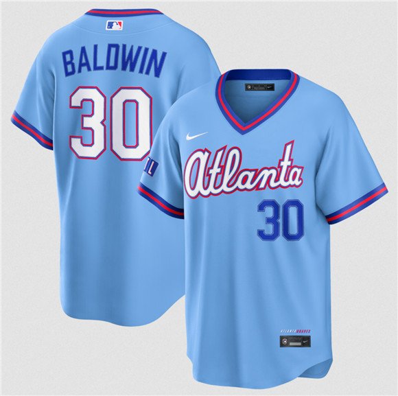 Men's Atlanta Braves #30 Drake Baldwin Powder Blue 2026 City Connect Stadium Stitched Baseball Jersey