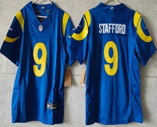 Women's Los Angeles Rams #9 Matthew Stafford Limited Blue FUSE Vapor Jersey